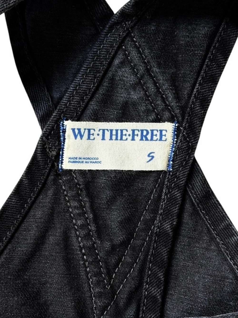 Free People Black Denim Short Overalls